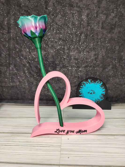 Love You Mom Heart with Rose