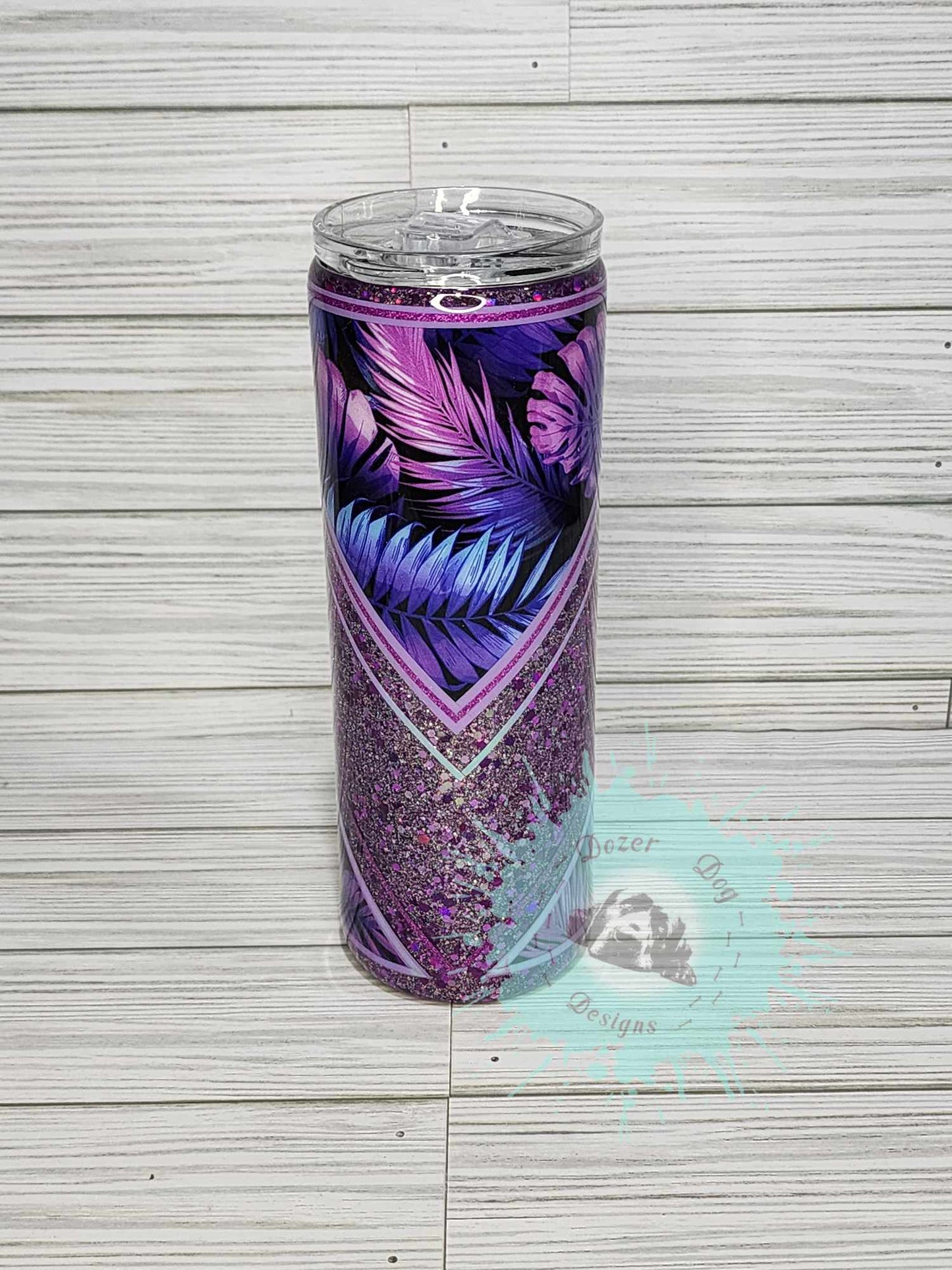 Purple Palm Leaf V-Split 20oz Tumbler