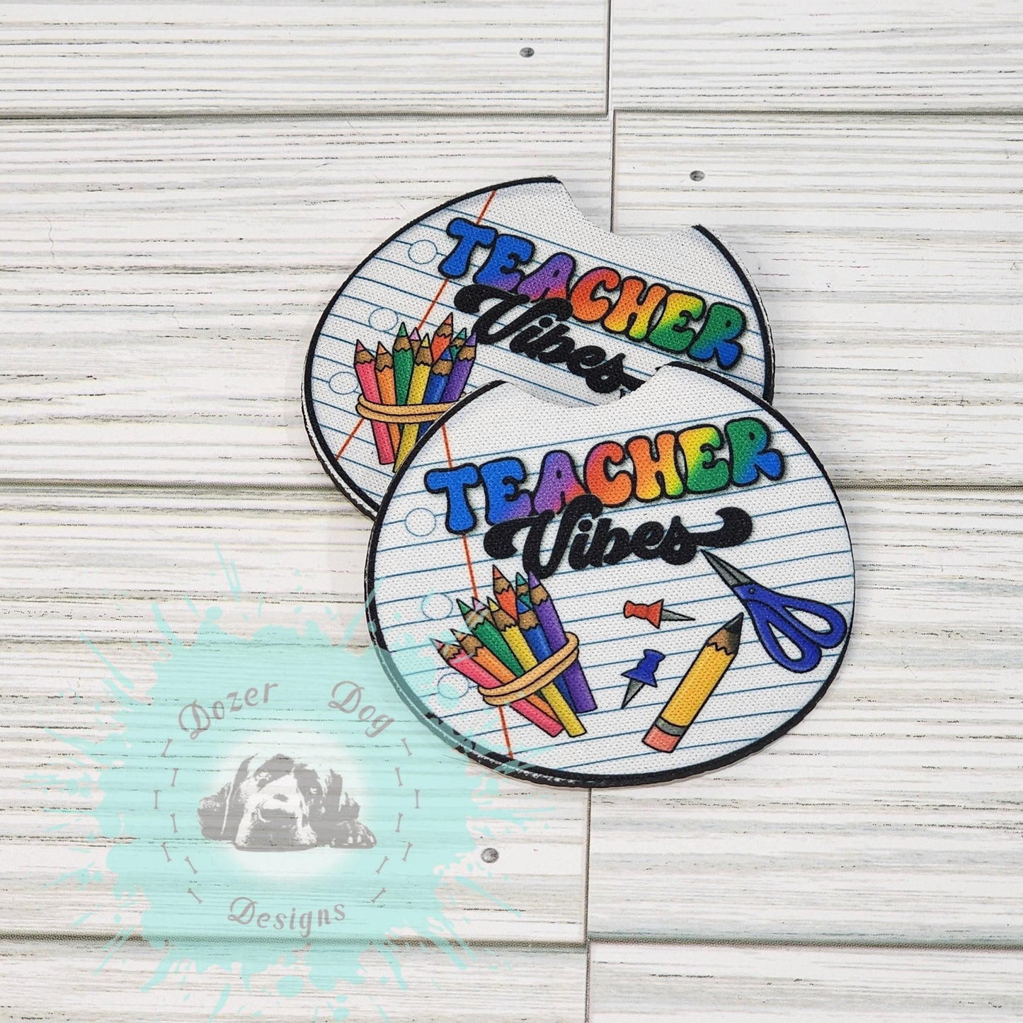 Teacher Vibes Car Coaster Set of 2