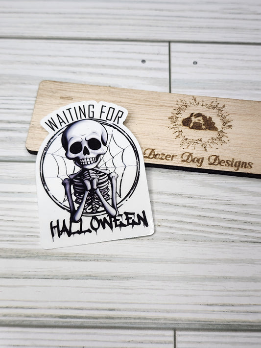 Waiting for Halloween Skeleton Waterproof Sticker