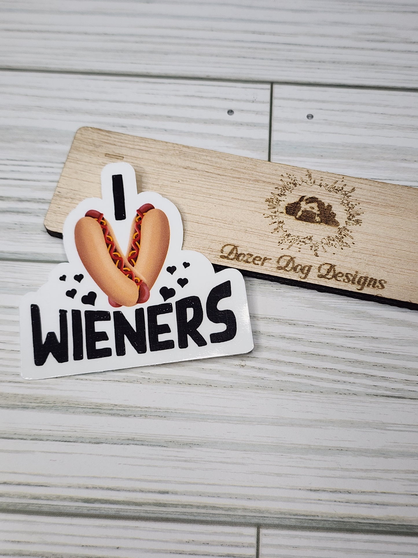 I LOVE Wieners Waterproof Sticker