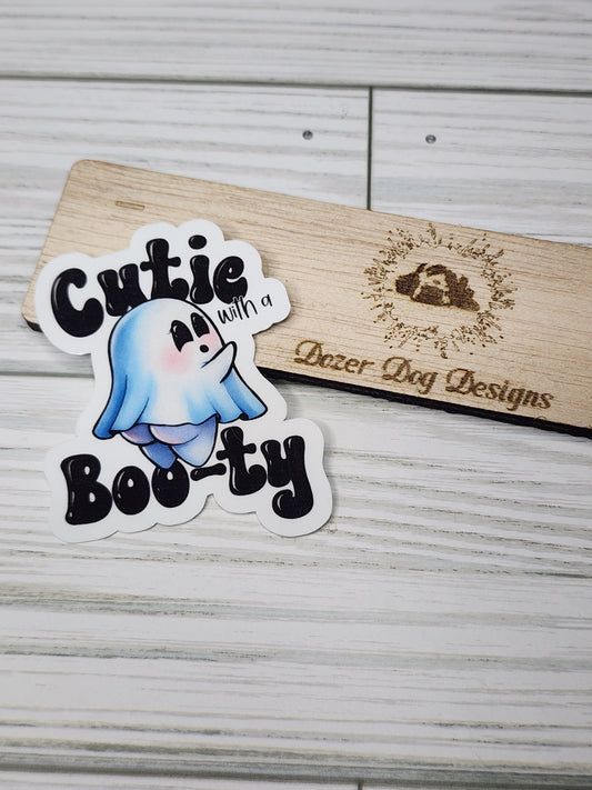 Cutie with a Boo-ty Ghost Waterproof Sticker