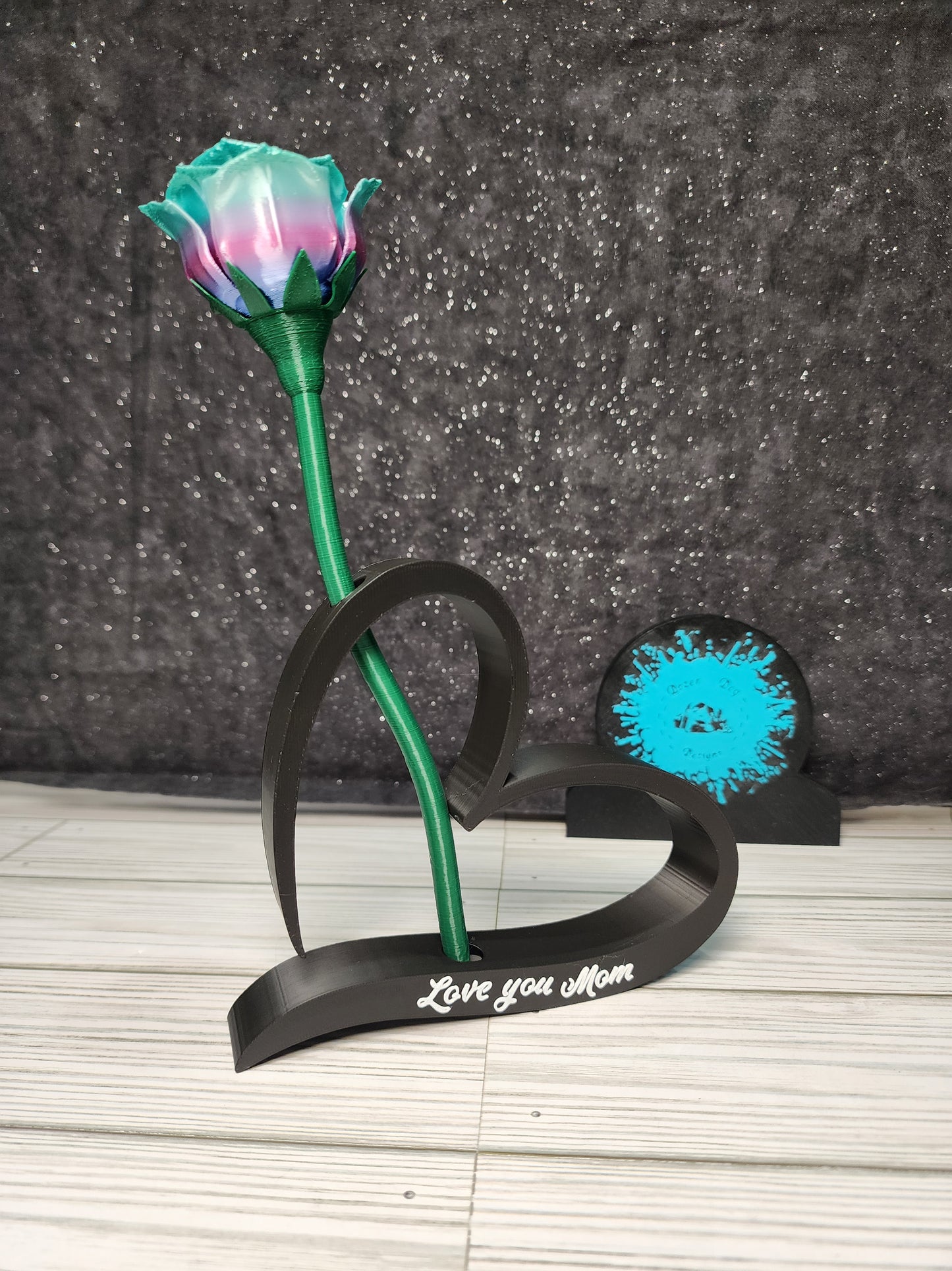 Love You Mom Heart with Rose