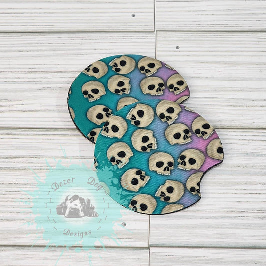 Pastel Skulls Car Coaster Set of 2