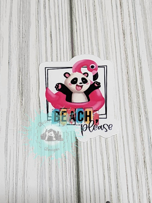 Beach Please Panda Waterproof Sticker