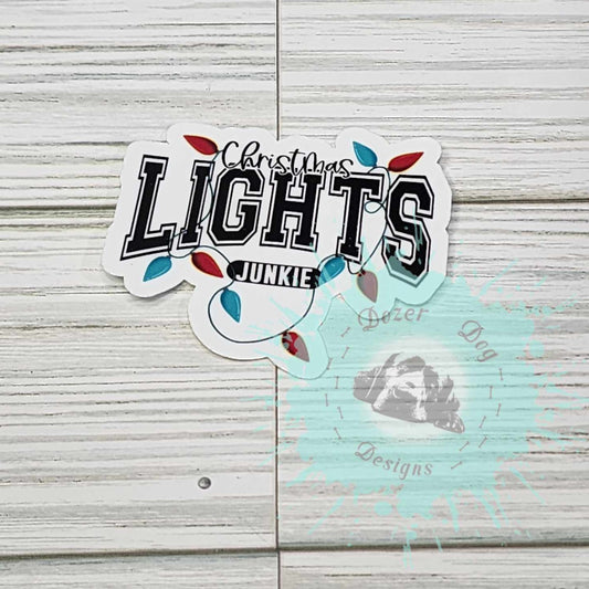 Christmas Lights Junkie Waterproof Sticker