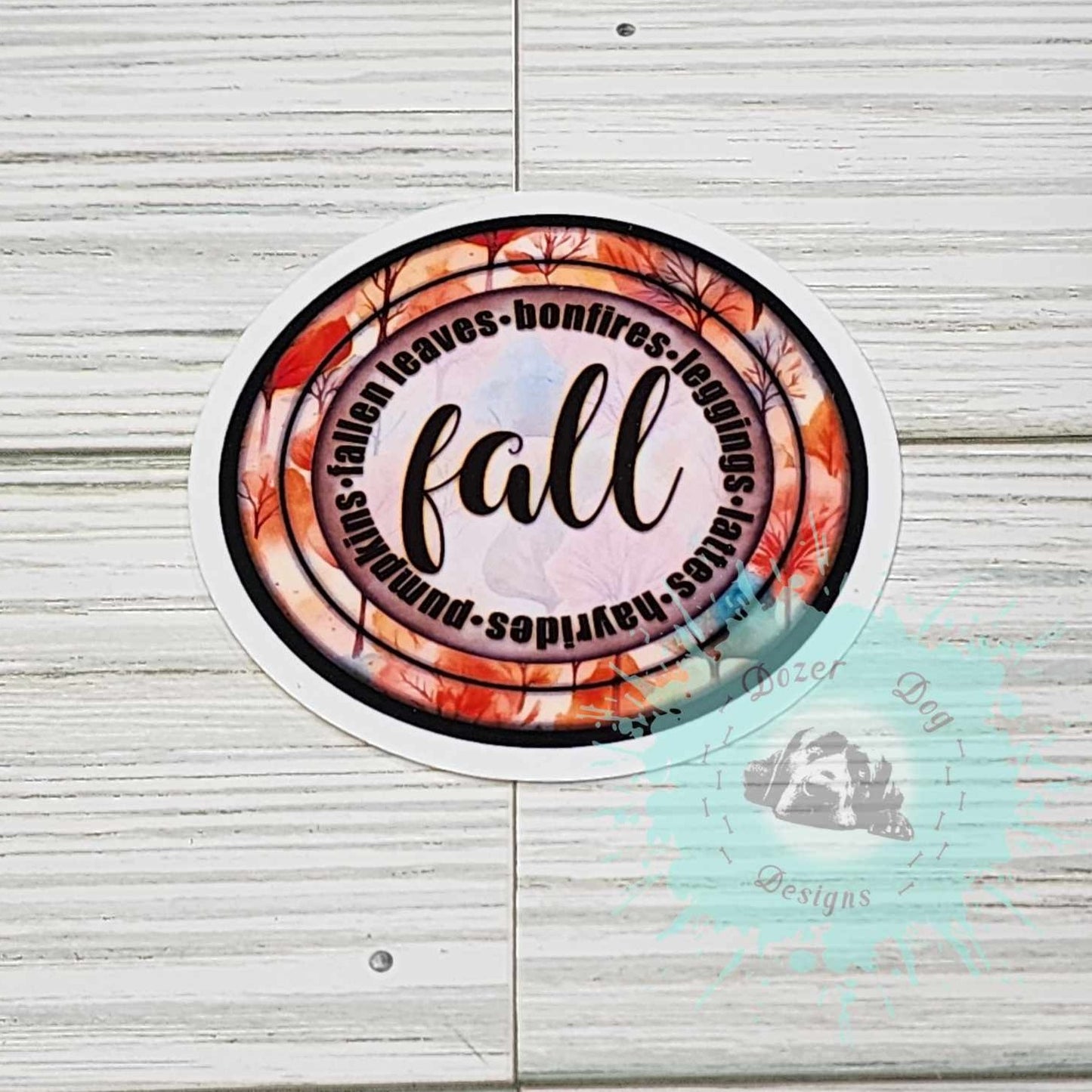 Fall Circle Waterproof Sticker