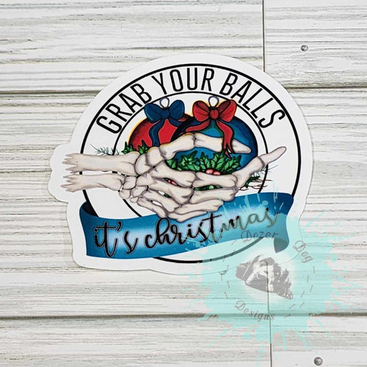 Grab Your Balls It's Christmas Waterproof Sticker