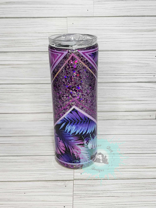 Purple Palm Leaf V-Split 20oz Tumbler