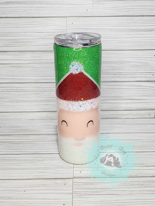 Santa and Grinch V split Tumbler 20oz Skinny Tumbler