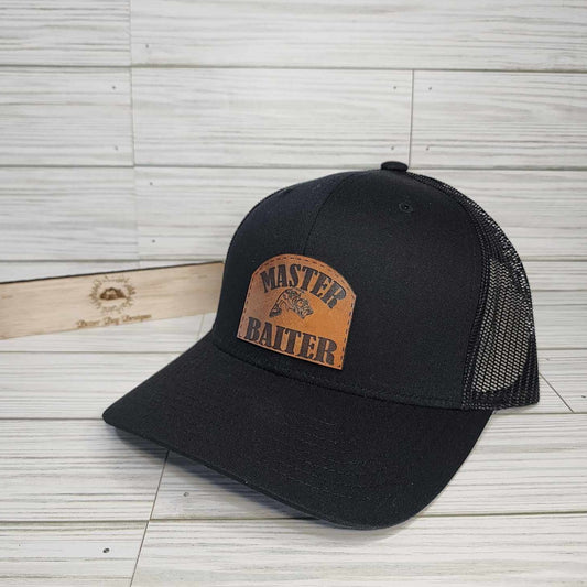 Master Baiter Men's Leather Patch Hat