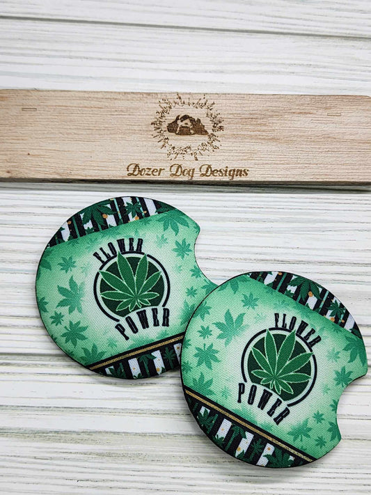 Flower Power Leaf Coaster Set of 2