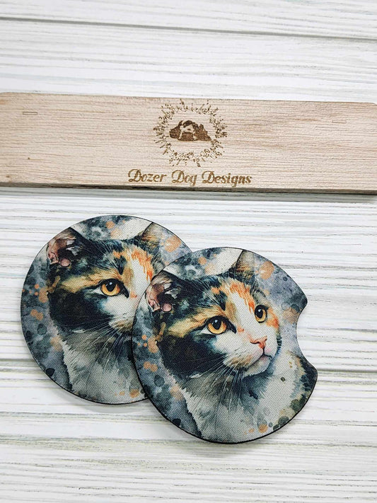 Calico Cat Car Coaster Set of 2