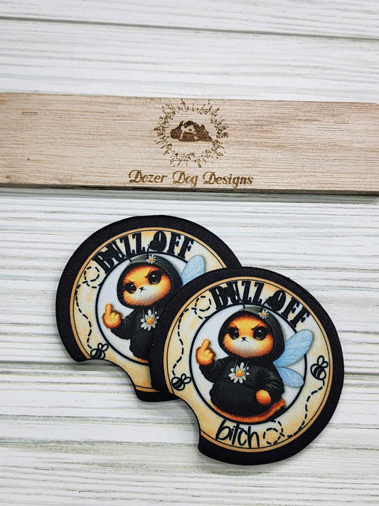 Buzz Off B*tch Car Coaster Set of 2