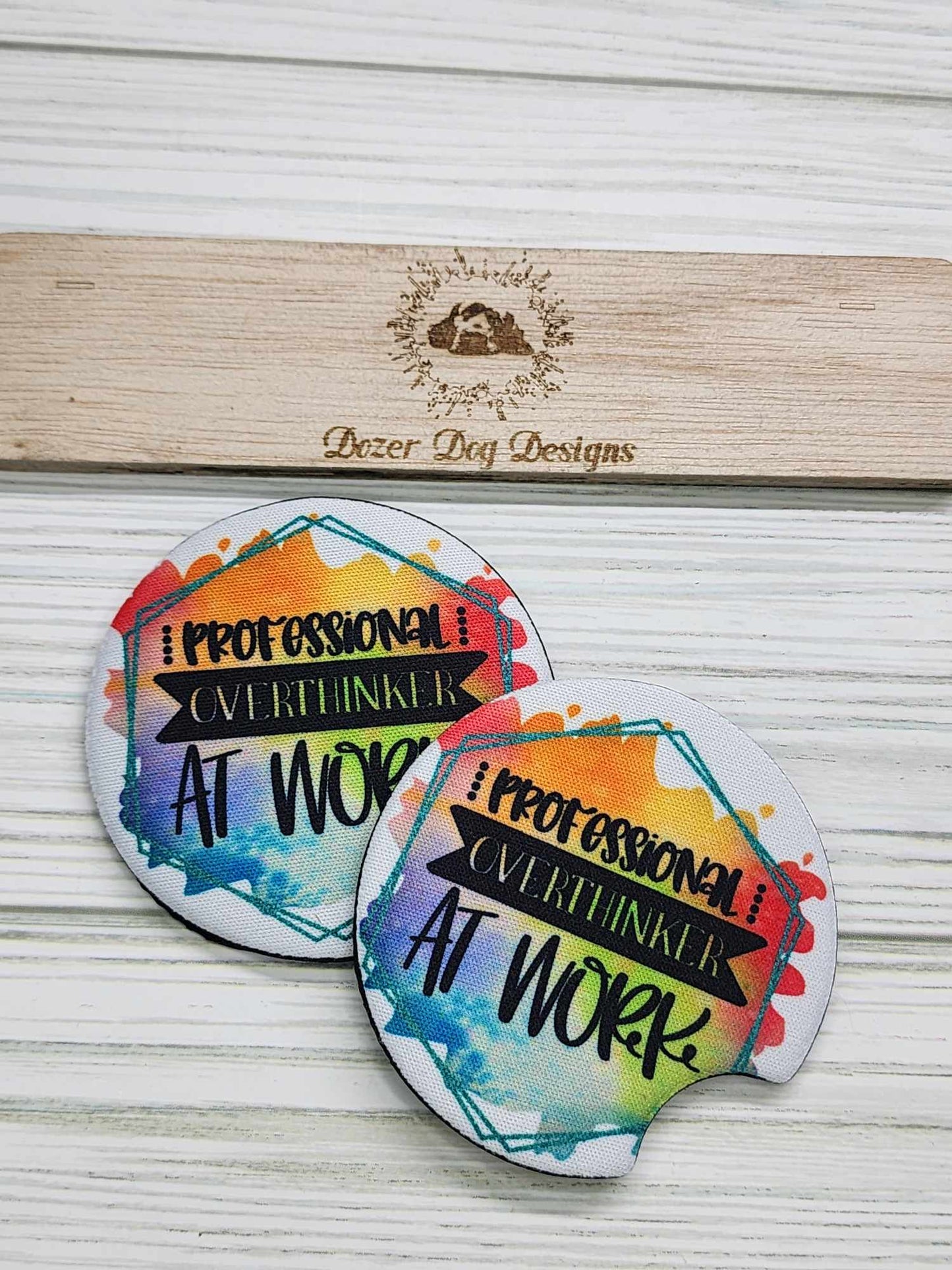 Professional Overthinker at Work Car Coaster Set of 2