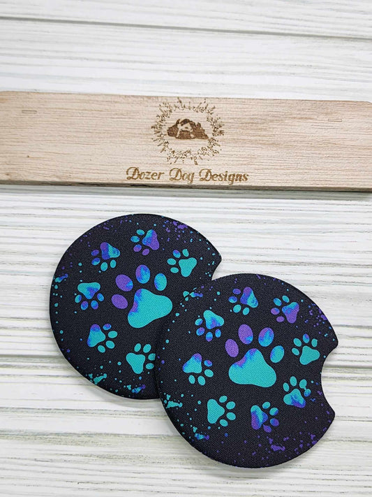 Paw Print Car Coaster Set of 2