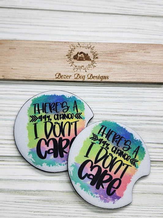 99% Chance I Don't Care Car Coaster Set of 2