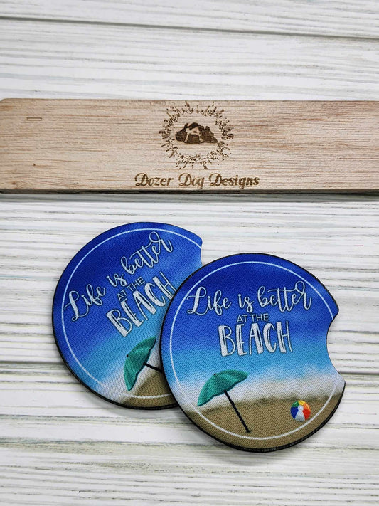 Life is better at the Beach Car Coaster Set of 2