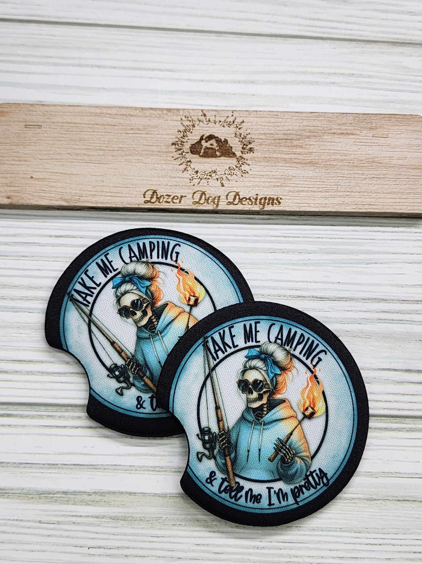 Take Me Camping and Call Me Pretty Car Coaster Set of 2