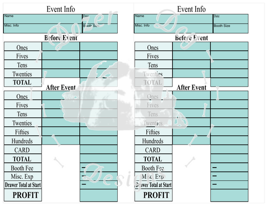 Cash Drawer Tally Sheet *DIGITAL DOWNLOAD*