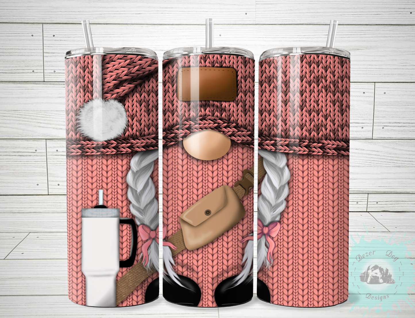 Pink Bougie Gnome SUBLIMATION 20oz Tumbler