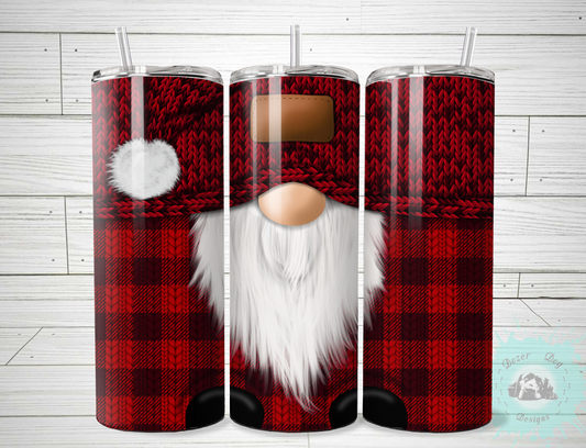 Red Plaid Gnome SUBLIMATION 20oz Tumbler