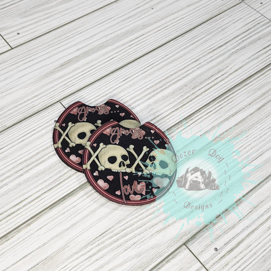 Gross Love Skulls Car Coaster Set of 2