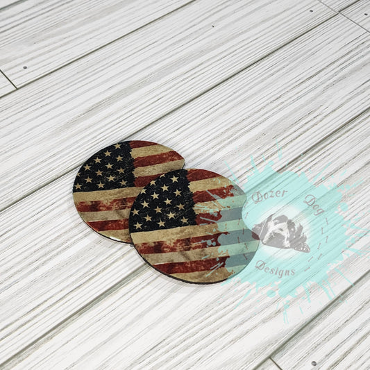 American Flag Car Coaster Set of 2