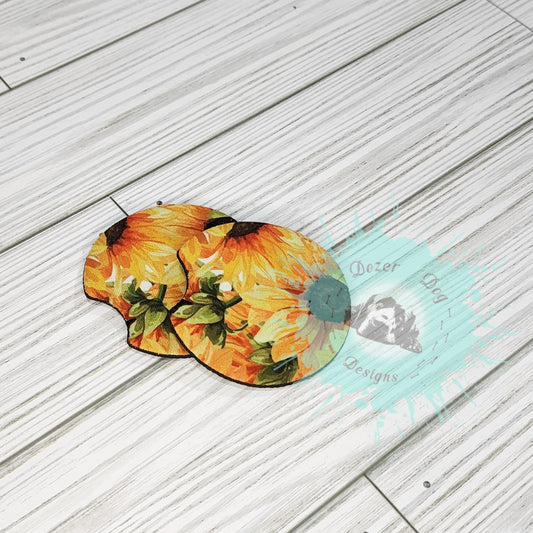 Sunflower Car Coaster Set of 2