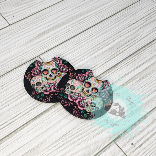 Sugar Skull Car Coaster Set of 2