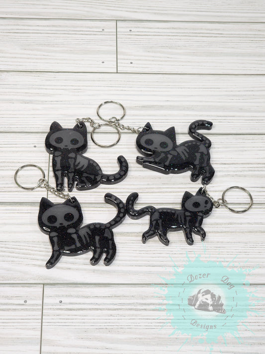 Skeleton Cat Keychain