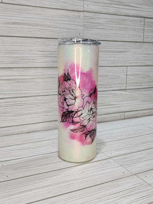 Watercolor Peony Flower Tumbler