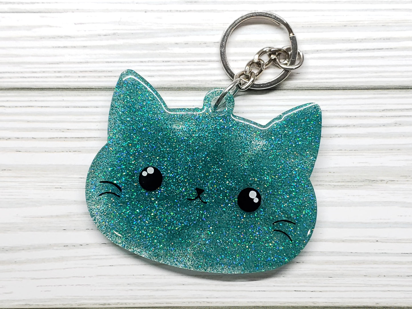 Custom Kawaii Kitty Cat Face Keychain