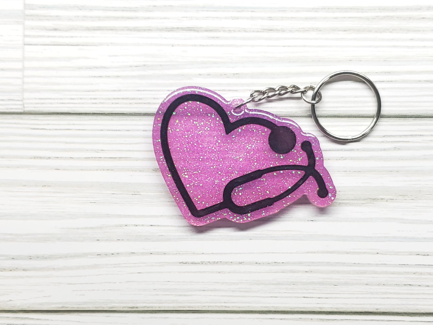 Custom Nurse Heart Stethoscope Keychain