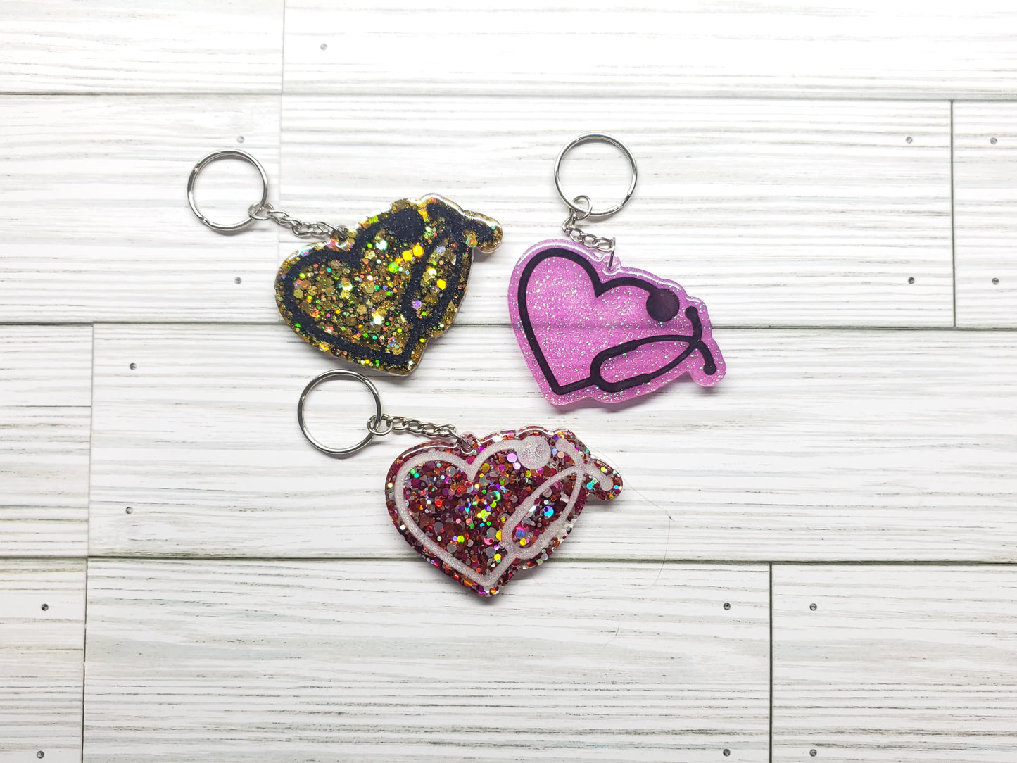 Custom Nurse Heart Stethoscope Keychain