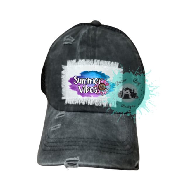 Summer Vibes Distressed Ponytail Patch Hat