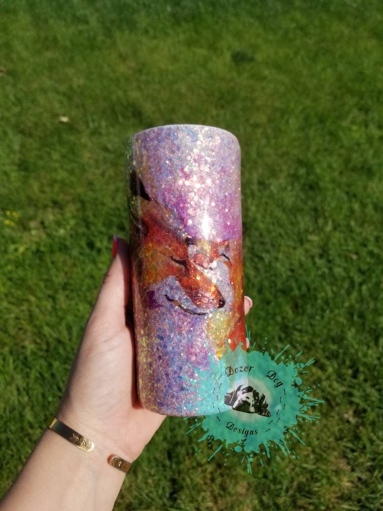 Fox Glitter Resin Tumbler