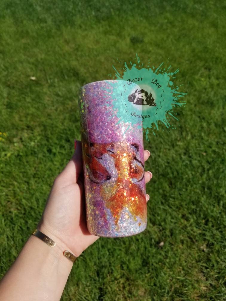 Fox Glitter Resin Tumbler