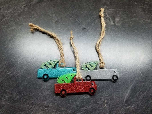 Custom Classic Old Truck with Tree Christmas Ornament