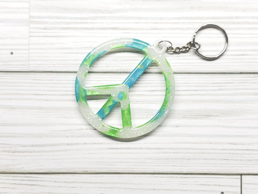 Custom Peace Sign Resin Keychain